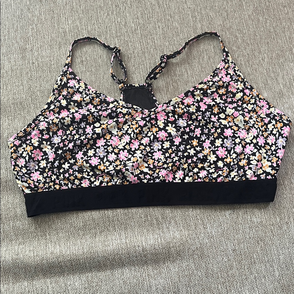 PINK Victoria's Secret Floral Bralette - Black and Pink